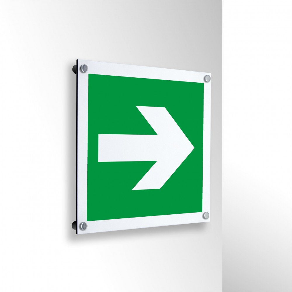 Freccia di evacuazione senso orizzontale in alluminio composito da parete - E005