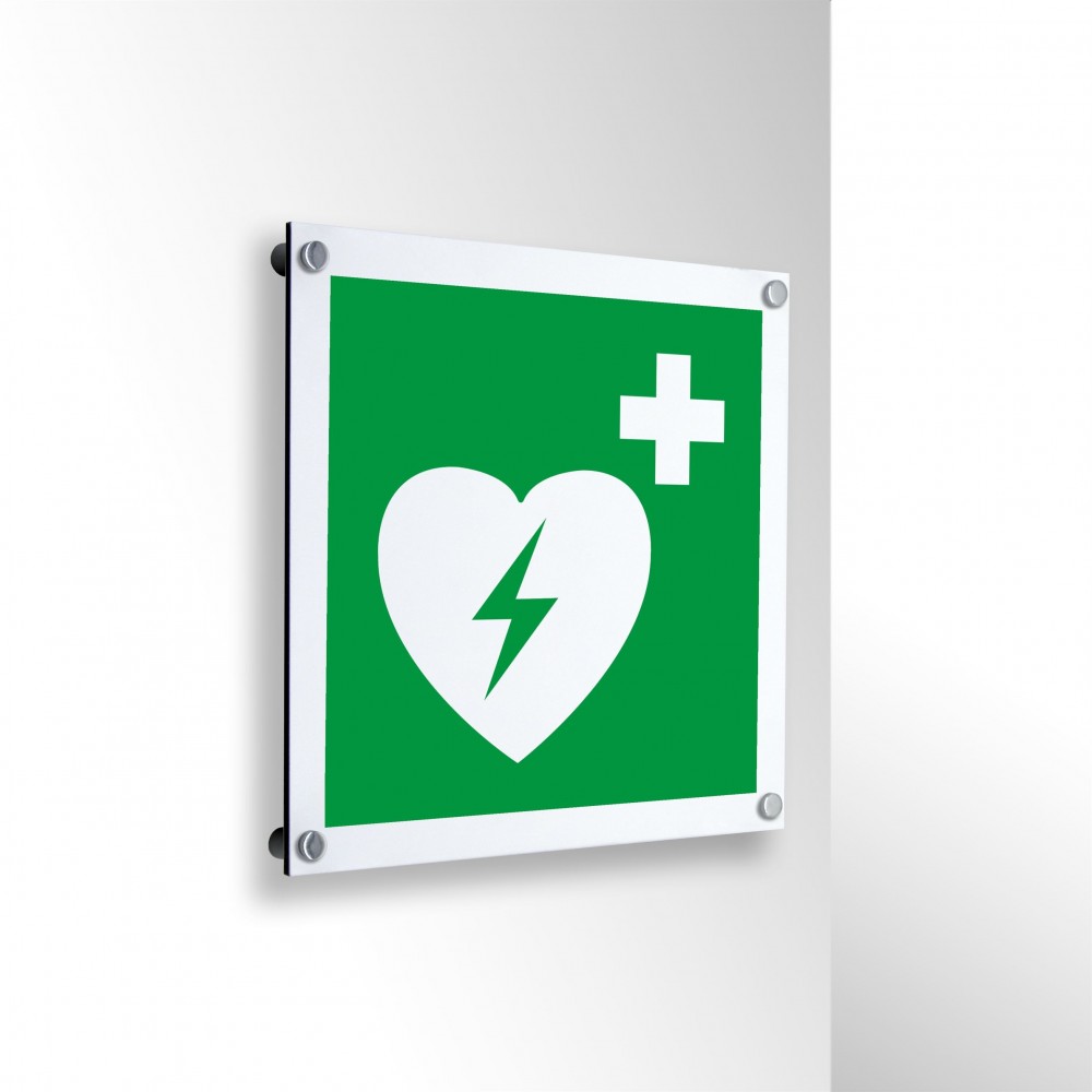 Defibrillatore automatico esterno in alluminio composito da parete - E010