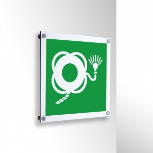 Salvagente con cima e luce in alluminio composito da parete - E043