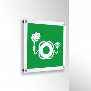 Salvagente con boetta luminosa e fumogeno in alluminio composito da parete - E068