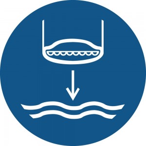 Calare in acqua la scialuppa di salvataggio nella procedura di lancio in mare in alluminio composito da parete - M039