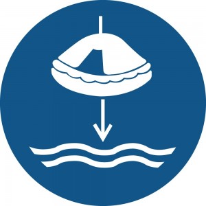 Calare in acqua la zattera di salvataggio nella procedura di lancio in mare in alluminio composito da parete - M040