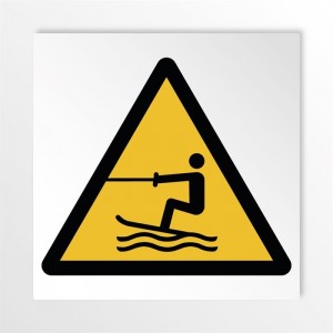 Attenzione area per attività acquatiche a traino in alluminio composito da parete - W045