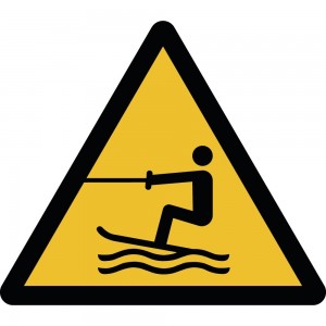 Attenzione area per attività acquatiche a traino in alluminio composito da parete - W045