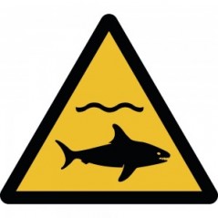 Attenzione squali in alluminio composito da parete - W054