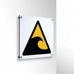 Attenzione zona pericolo tsunami in alluminio composito da parete - W056