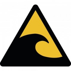 Attenzione zona pericolo tsunami in alluminio composito da parete - W056