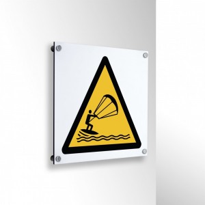 Attenzione kite surfing in alluminio composito da parete - W062