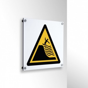 Attenzione spiaggia con improvviso dislivello in alluminio composito da parete - W066