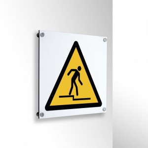 Attenzione gradino in alluminio composito da parete - W070