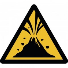 Attenzione zona di vulcani attivi in alluminio composito da parete - W075
