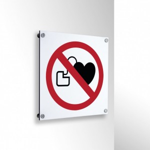 Divieto di accesso ai portatori di pacemaker in alluminio composito da parete - P007