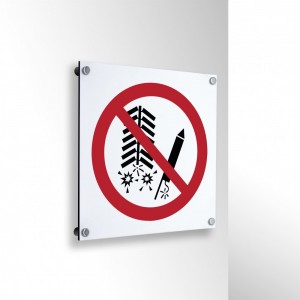 Vietato accendere fuochi d'artificio in alluminio composito da parete - P040