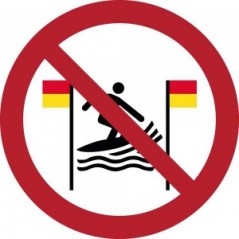 Divieto di surf tra le bandiere rosse e gialle in alluminio composito da parete - P064