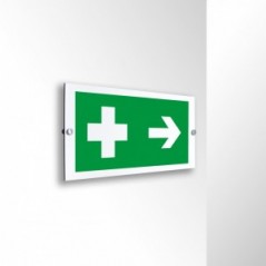 Croce pronto soccorso destra in alluminio composito da parete