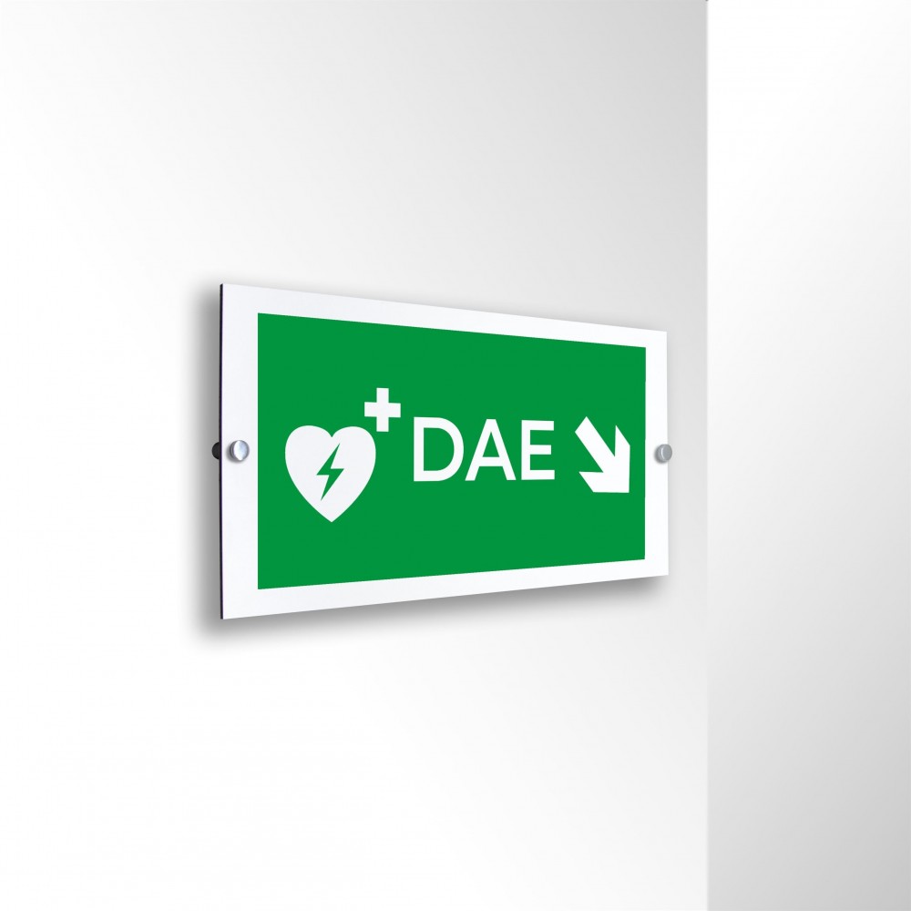 Dae defibrillatore direzionale destra basso in alluminio composito da parete