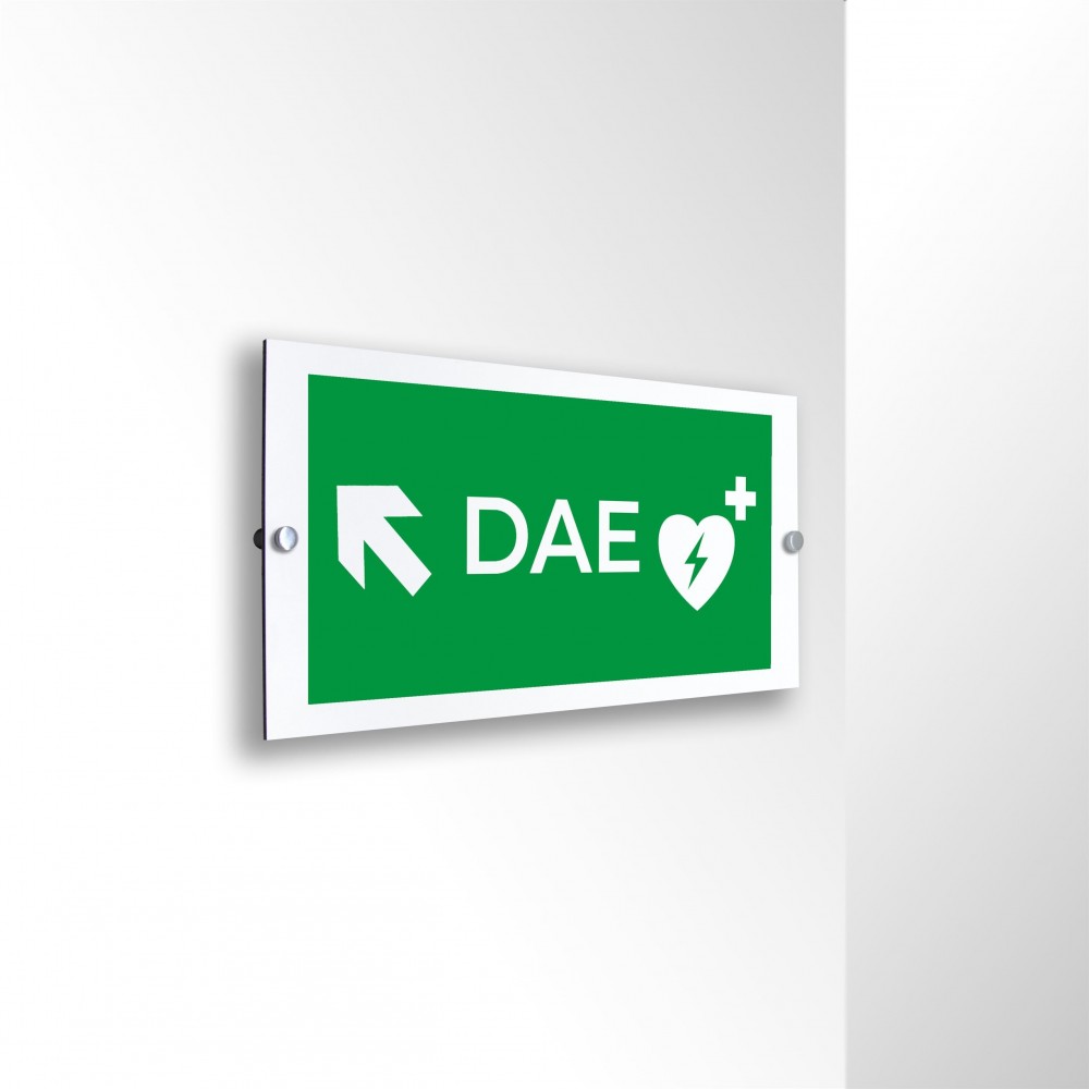 Dae defibrillatore direzionale sinistra alto in alluminio composito da parete