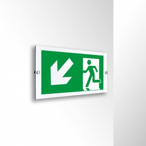 Direzionale uscita di emergenza sinistra basso in alluminio composito da parete