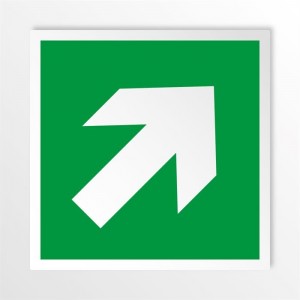 Freccia evacuazione destra alto in alluminio composito da parete