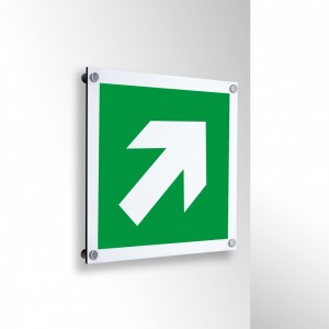 Freccia evacuazione destra alto in alluminio composito da parete