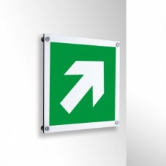 Freccia evacuazione destra alto in alluminio composito da parete