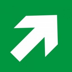 Freccia evacuazione destra alto in alluminio composito da parete