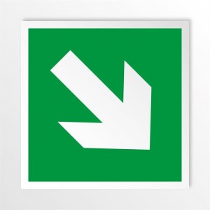 Freccia evacuazione destra basso in alluminio composito da parete
