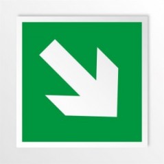 Freccia evacuazione destra basso in alluminio composito da parete