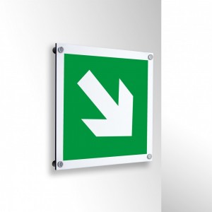 Freccia evacuazione destra basso in alluminio composito da parete