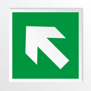Freccia evacuazione sinistra alto in alluminio composito da parete