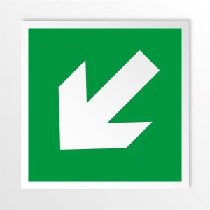 Freccia evacuazione sinistra basso in alluminio composito da parete