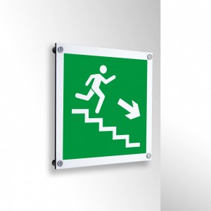 Scala di emergenza destra basso quadrato in alluminio composito da parete