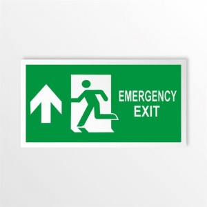 Scritta Emergency exit alto in alluminio composito da parete