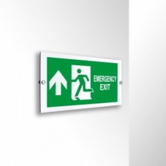 Scritta Emergency exit alto in alluminio composito da parete