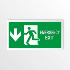 Scritta Emergency exit basso in alluminio composito da parete