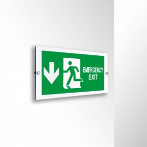 Scritta Emergency exit basso in alluminio composito da parete