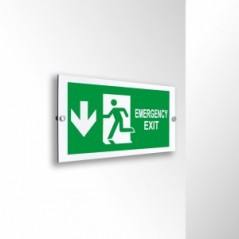 Scritta Emergency exit basso in alluminio composito da parete