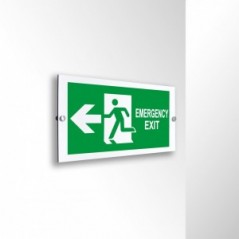 Scritta Emergency exit sinistra in alluminio composito da parete