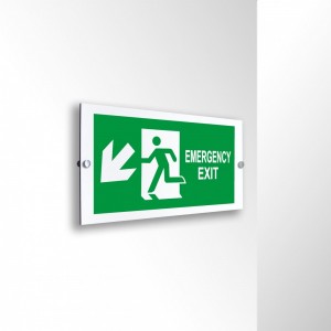 Scritta Emergency exit sinistra basso in alluminio composito da parete