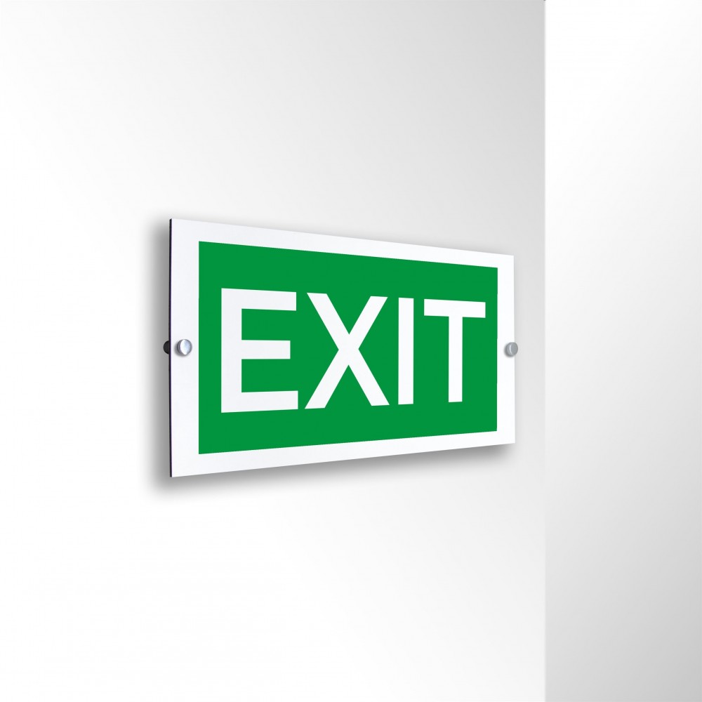 Scritta Exit in alluminio composito da parete