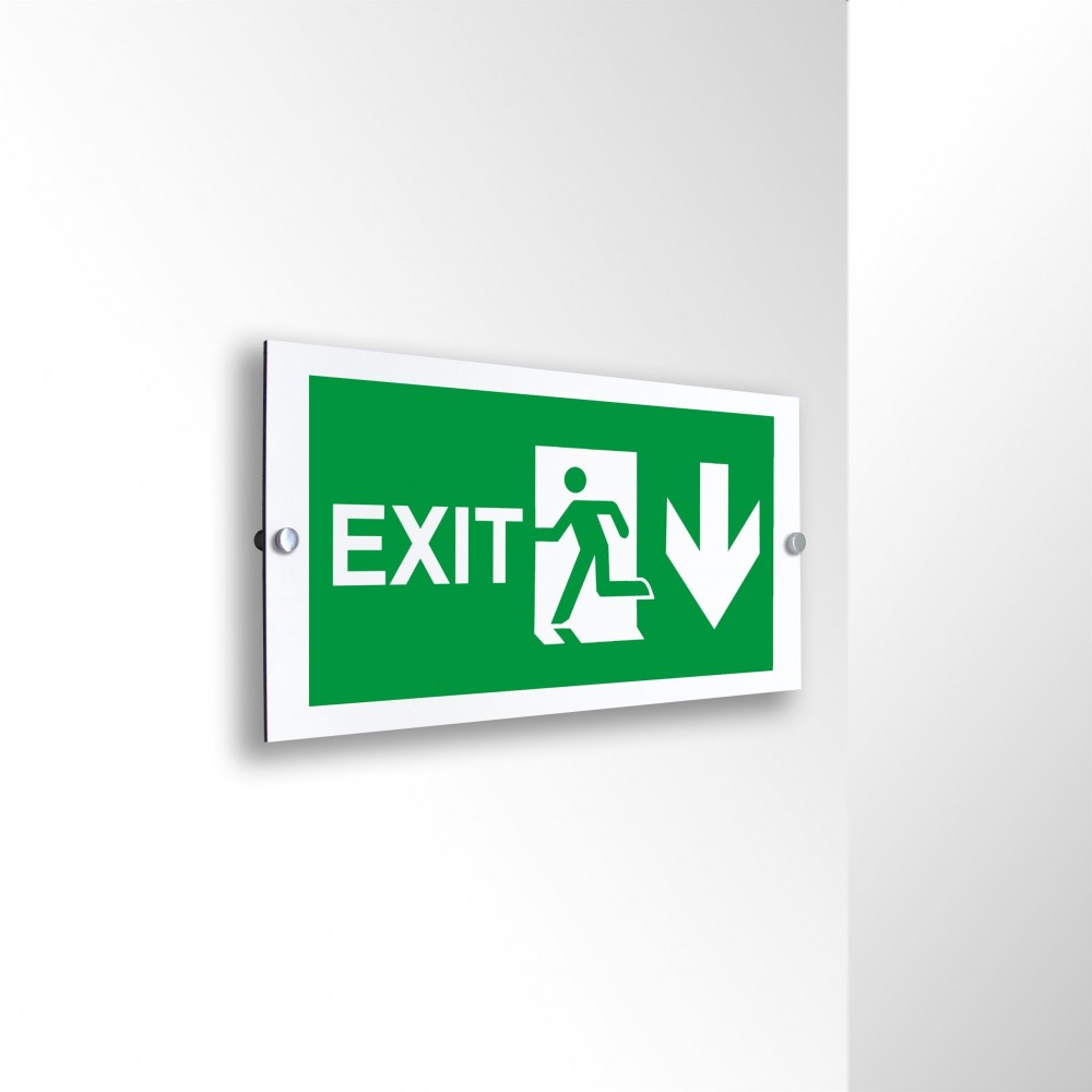 Scritta Exit basso in alluminio composito da parete