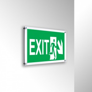Scritta Exit destra basso in alluminio composito da parete