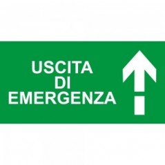 Scritta Uscita d'emergenza alto it in alluminio composito da parete