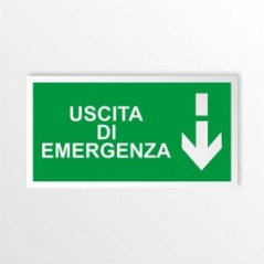 Scritta Uscita d'emergenza basso it in alluminio composito da parete