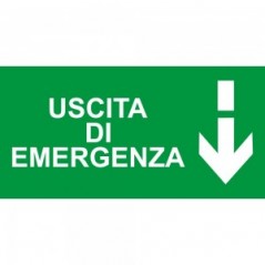 Scritta Uscita d'emergenza basso it in alluminio composito da parete