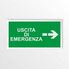 Scritta Uscita d'emergenza destra it in alluminio composito da parete