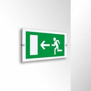 Uscita d'emergenza con porta sinistra in alluminio composito da parete