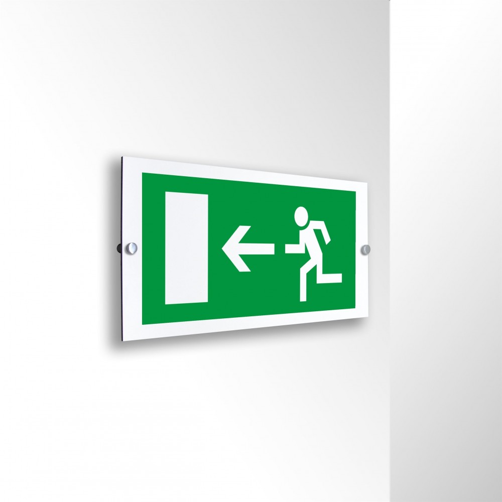 Uscita d'emergenza con porta sinistra in alluminio composito da parete