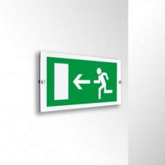 Uscita d'emergenza con porta sinistra in alluminio composito da parete