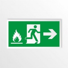 Uscita emergenza con fiamme destra in alluminio composito da parete